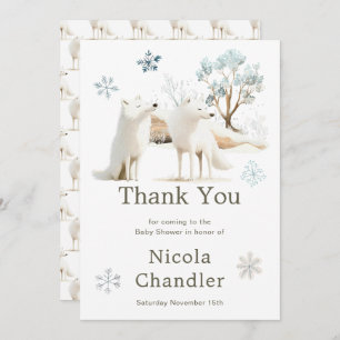 Cute Winter Arctic Wolf Baby Shower  Thank You Card