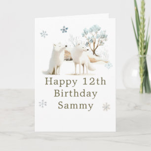 Cute Winter Arctic Wolf Birthday Party Card