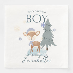 Cute Winter Baby Deer Boy Fawn Napkin