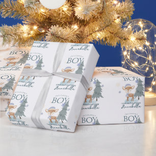 Cute Winter Baby Deer Boy Fawn Wrapping Paper