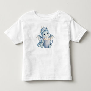 Cute Winter Baby Dragon with Hot Cocoa Toddler T-Shirt