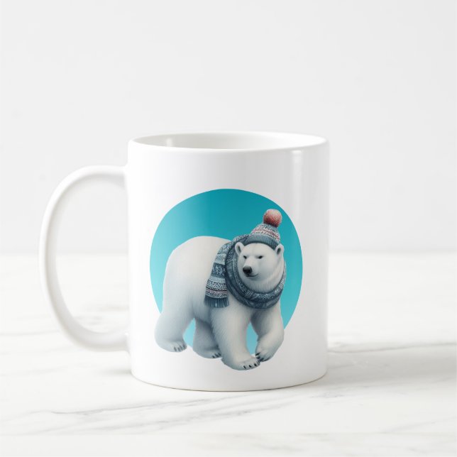 Cute Winter bear add monogram  Coffee Mug (Left)