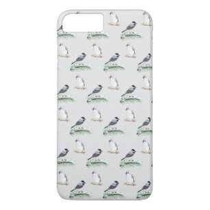 Cute winter birds watercolor titmouse chickadee Case-Mate iPhone case