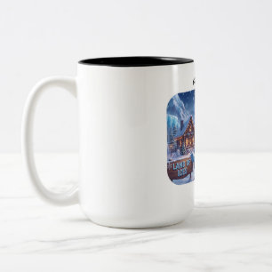 Cute Winter Blue Fluffy Monster Ice Cream Coffee M Two-Tone Coffee Mug