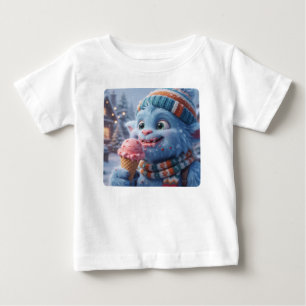 Cute Winter Blue Fluffy Monster Ice Cream Toddler Baby T-Shirt