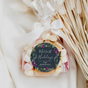 Cute Winter Botanicals Blue Holiday Sticker