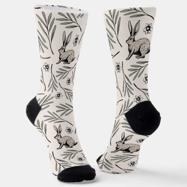 Cute Winter Bunnies Nature Socks (Angled)
