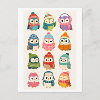 Cute Winter Cartoon Owl Postcard