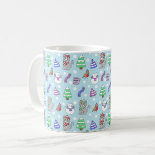 Cute Winter Cat Collage Coffee Mug