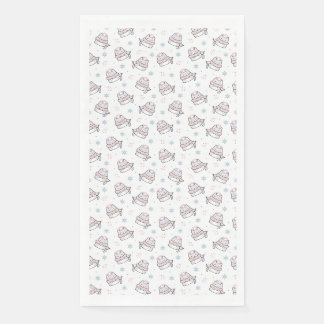 Cute Winter Cat Pattern with Scarves and Snowflake Napkin