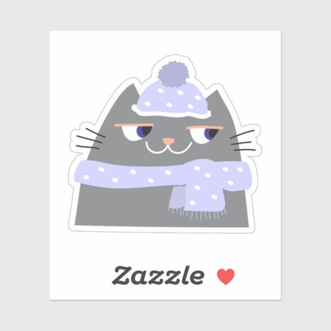 Cute Winter Cat Sticker Cosy Kawaii Design (Sheet)