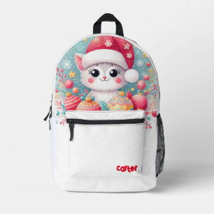 Cute Winter/Christmas cat Printed Backpack