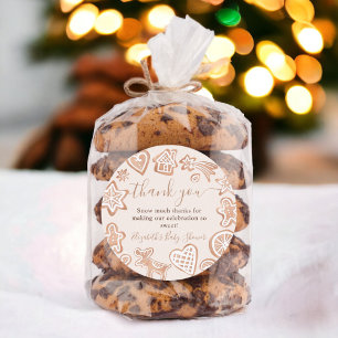 Cute winter Christmas cookie baby shower thank Classic Round Sticker