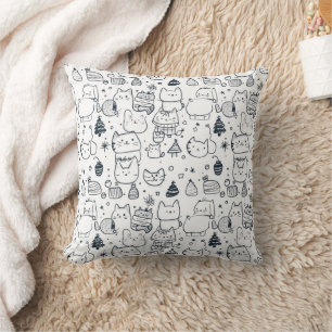 Cute Winter Christmas Doodle Pattern (1) Cushion