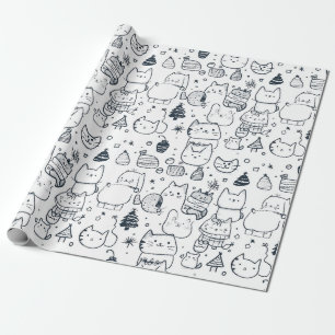 Cute Winter Christmas Doodle Pattern (1) Wrapping Paper