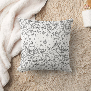Cute Winter Christmas Doodle Pattern (2) Cushion