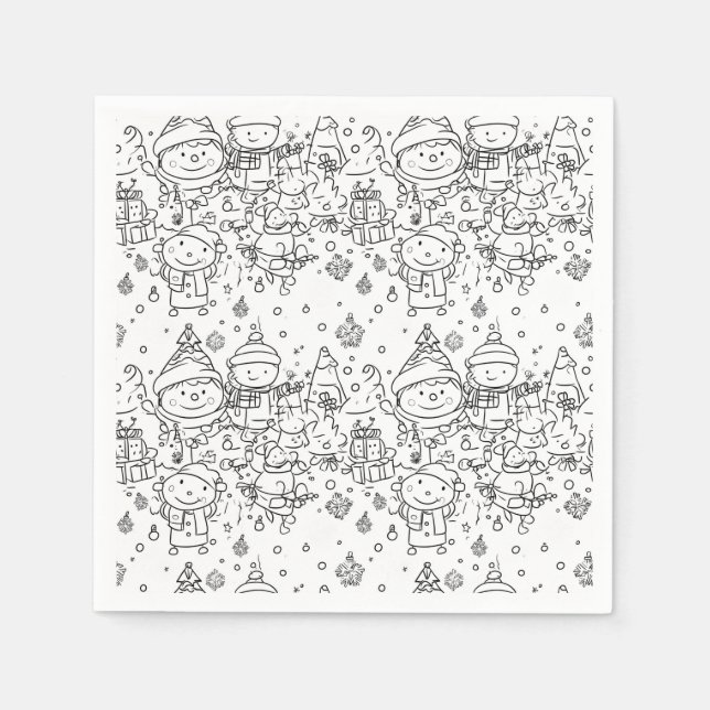 Cute Winter Christmas Doodle Pattern (2) Napkin (Front)