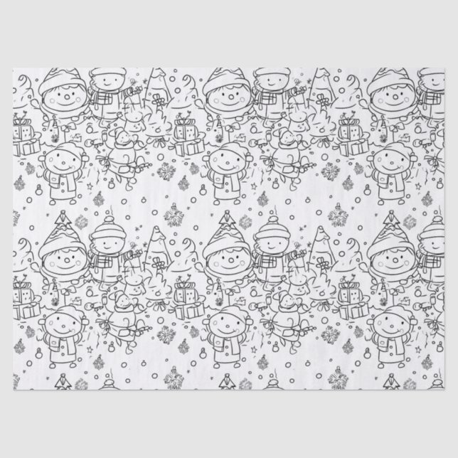 Cute Winter Christmas Doodle Pattern (2) Tissue Paper (Front)
