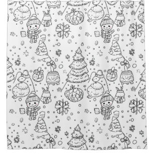 Cute Winter Christmas Doodle Pattern (3) Shower Curtain