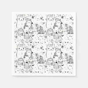 Cute Winter Christmas Doodle Pattern (4) Napkin