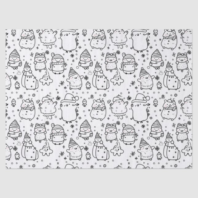 Cute Winter Christmas Doodle Pattern (5) Tissue Paper (Front)