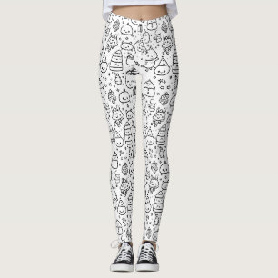 Cute Winter Christmas Doodle Pattern (6) Leggings