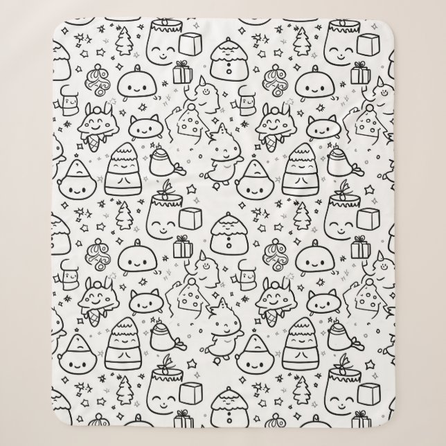 Cute Winter Christmas Doodle Pattern (6) Sherpa Blanket (Front)