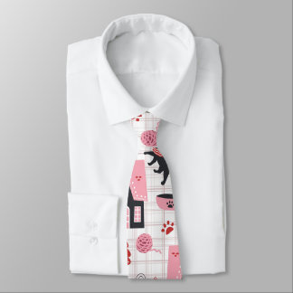 Cute Winter Christmas Kitty Cat Pattern Tie