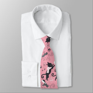 Cute Winter Christmas Kitty Cat Pattern Tie