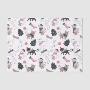 Cute Winter Christmas Kitty Cat Pattern Tissue Paper