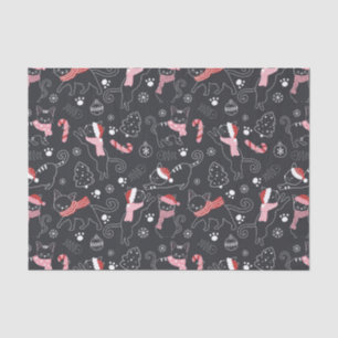 Cute Winter Christmas Kitty Cat Pattern Tissue Paper