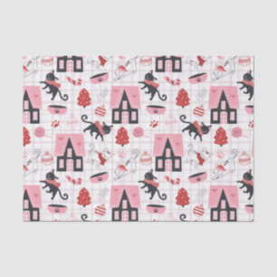 Cute Winter Christmas Kitty Cat Pattern Tissue Paper