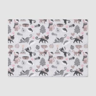 Cute Winter Christmas Kitty Cat Pattern Tissue Paper