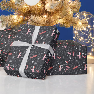 Cute Winter Christmas Kitty Cat Pattern Wrapping Paper