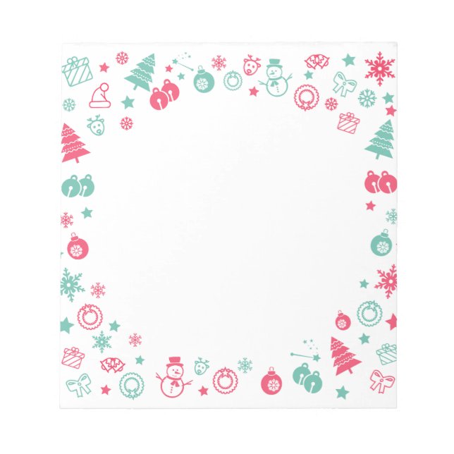 Cute Winter Christmas Pattern Frame Notepad (Front)