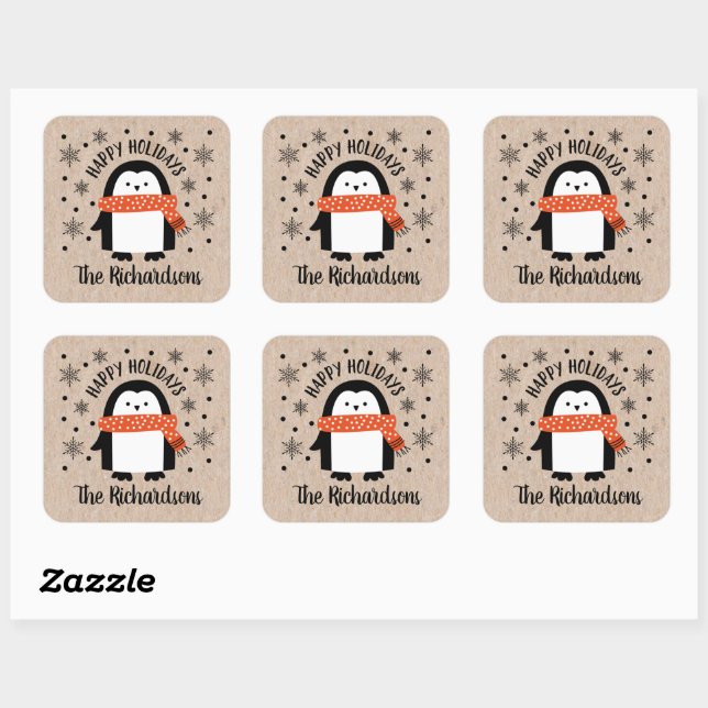 Cute Winter Christmas Penguin Stickers (Sheet)