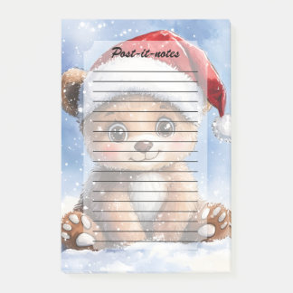 Cute Winter Christmas Santa Bear Cub Watercolor Post-it Notes
