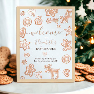 Cute winter Christmas welcome cookie baby shower Poster