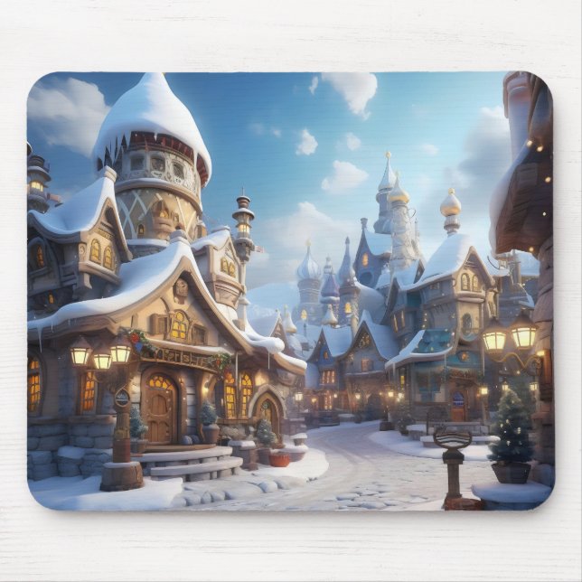 Cute Winter City Mouse Pad (Front)