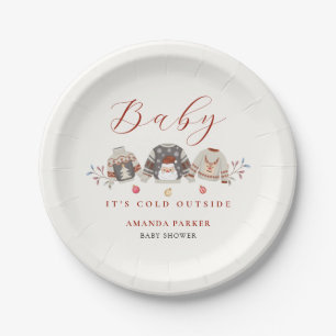 Cute Winter Clothes Christmas Baby Shower  Paper Plate