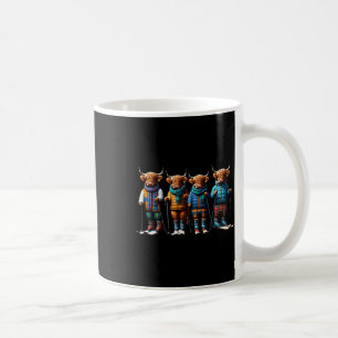 Cute Winter Cows Plaid Scarf Skiing Snowshoe Snow Coffee Mug