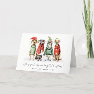 Cute Winter Dogs Sweater Furry & Bright Christmas  Holiday Card