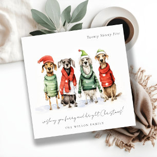Cute Winter Dogs Sweater Furry & Bright Christmas  Holiday Card