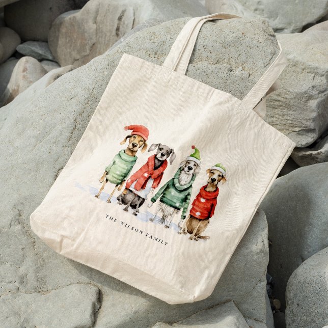 Cute Winter Dogs Sweater Furry & Bright Christmas  Tote Bag (Creator Uploaded)