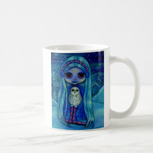 Cute Winter Fairy Girl Doll Ear Muffs Snowy Owl Coffee Mug