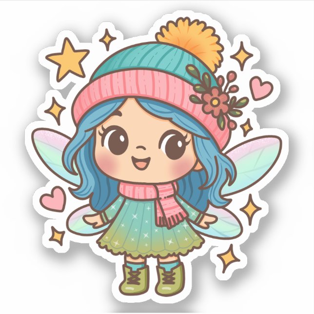 Cute Winter Fairy Kawaii Pastel Fantasy Art (Front)