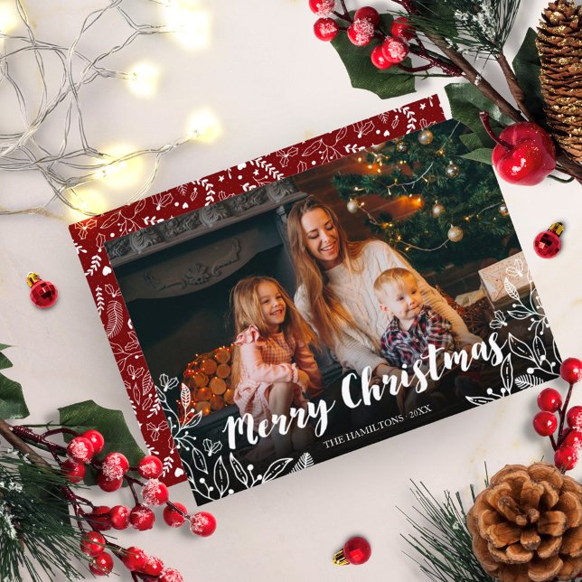 Cute Winter Foliage Photo Merry Christmas Invitation (Creator Uploaded)