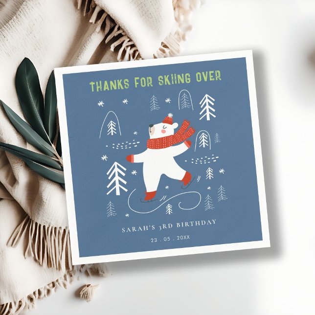 Cute Winter Forest Bear Ski Any Age Kids Napkin (Creator Uploaded)