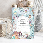 Cute Winter Forest Fairy Christmas Girl Birthday Invitation<br><div class="desc">Flutter & Twirl and Celebrate the Birthday Girl with this Cute Forest Winter Fairy Christmas Birthday Invitation. Design features a winter scene in the forest with festive foliage and fairytale mushrooms, adorable little forest creatures and sweet little fairies. The elegant birthday template is easy to customise and add your own...</div>