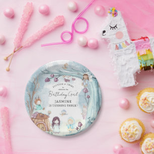 Cute Winter Forest Fairy Christmas Girl Birthday Paper Plate
